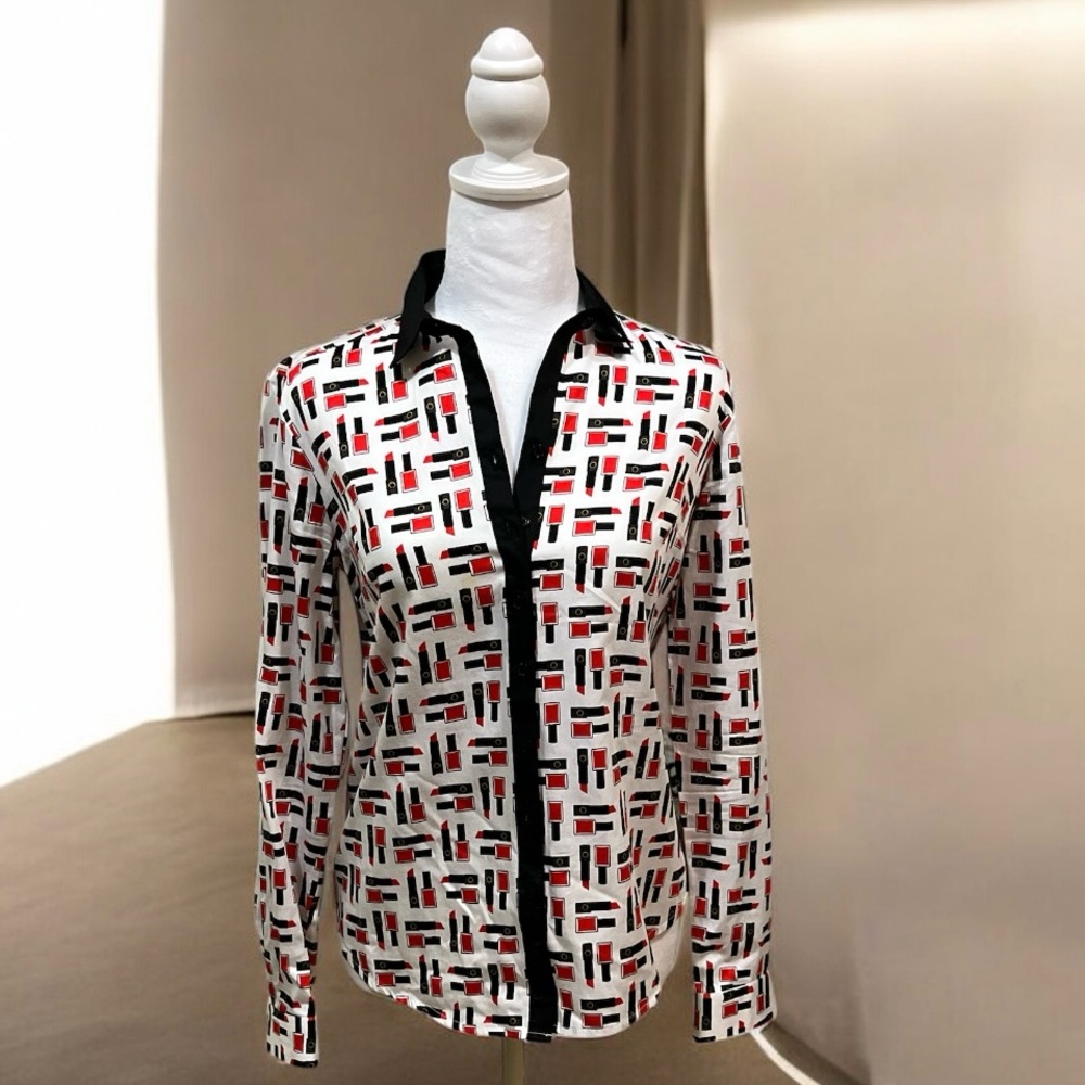 7th Avenue Black and Red Patterned Shirt